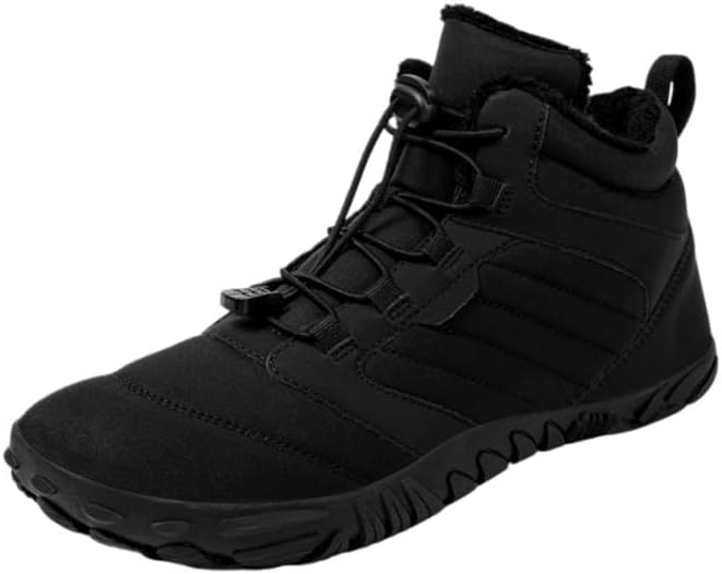 

Мужские зимние высокопрочные ботинки - противоскользящие, термоизолированные ботинки средней длины с мягкой стелькой, шнуровкой и поддержкой голеностопа для льда, снега и слякоти Minlaidian, черный