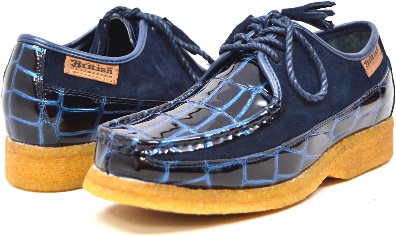

Туфли British Collection - Crown Croc Suede and Croc Lace Up Men Shoes, синий