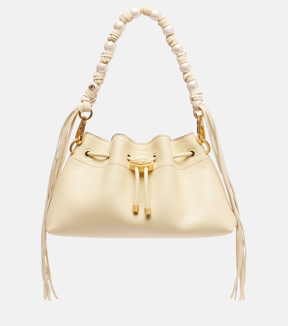 

Cinch маленькая кожаная сумка-тоут с декоративными элементами Jimmy Choo, Buttermilk/Gold