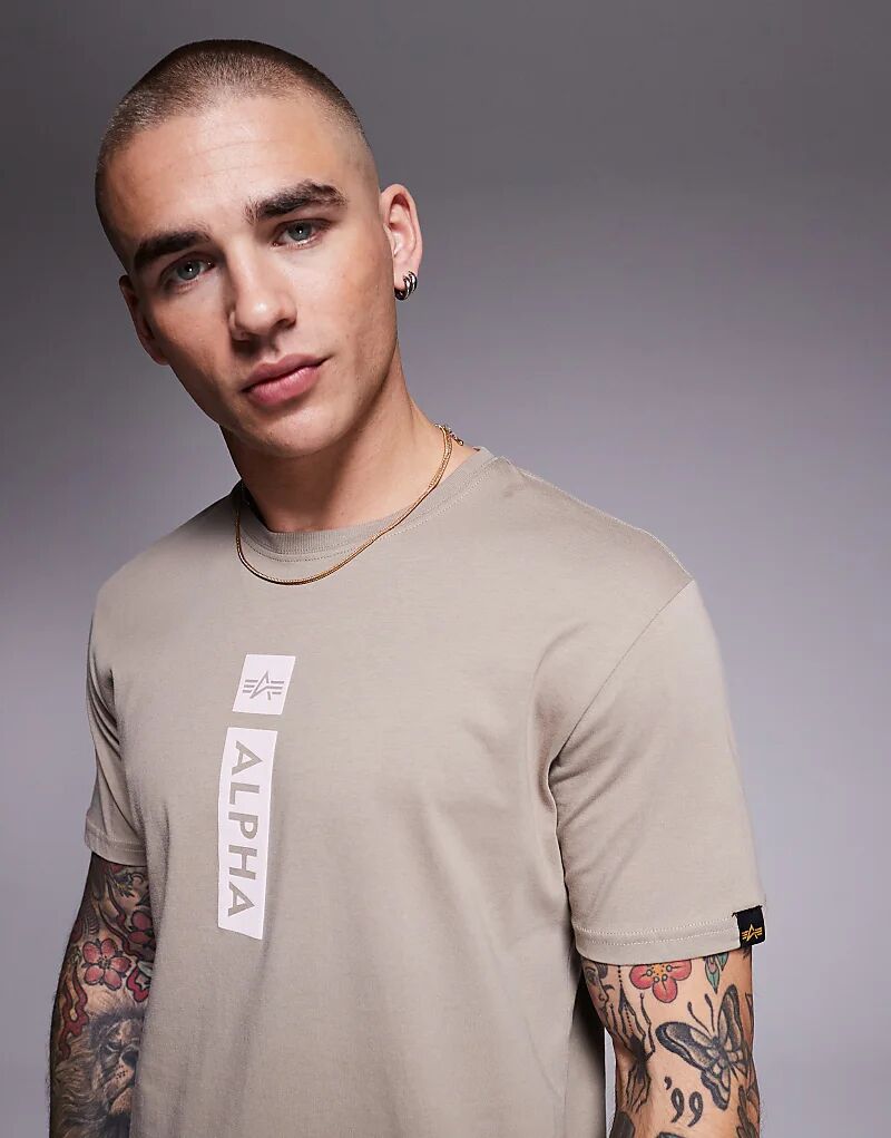 

Футболка с логотипом Alpha Central бежевого цвета Alpha Industries