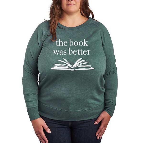 

Plus size футболка с длинным рукавом The book was better из французского флиса Licensed Character, Heather Juniper