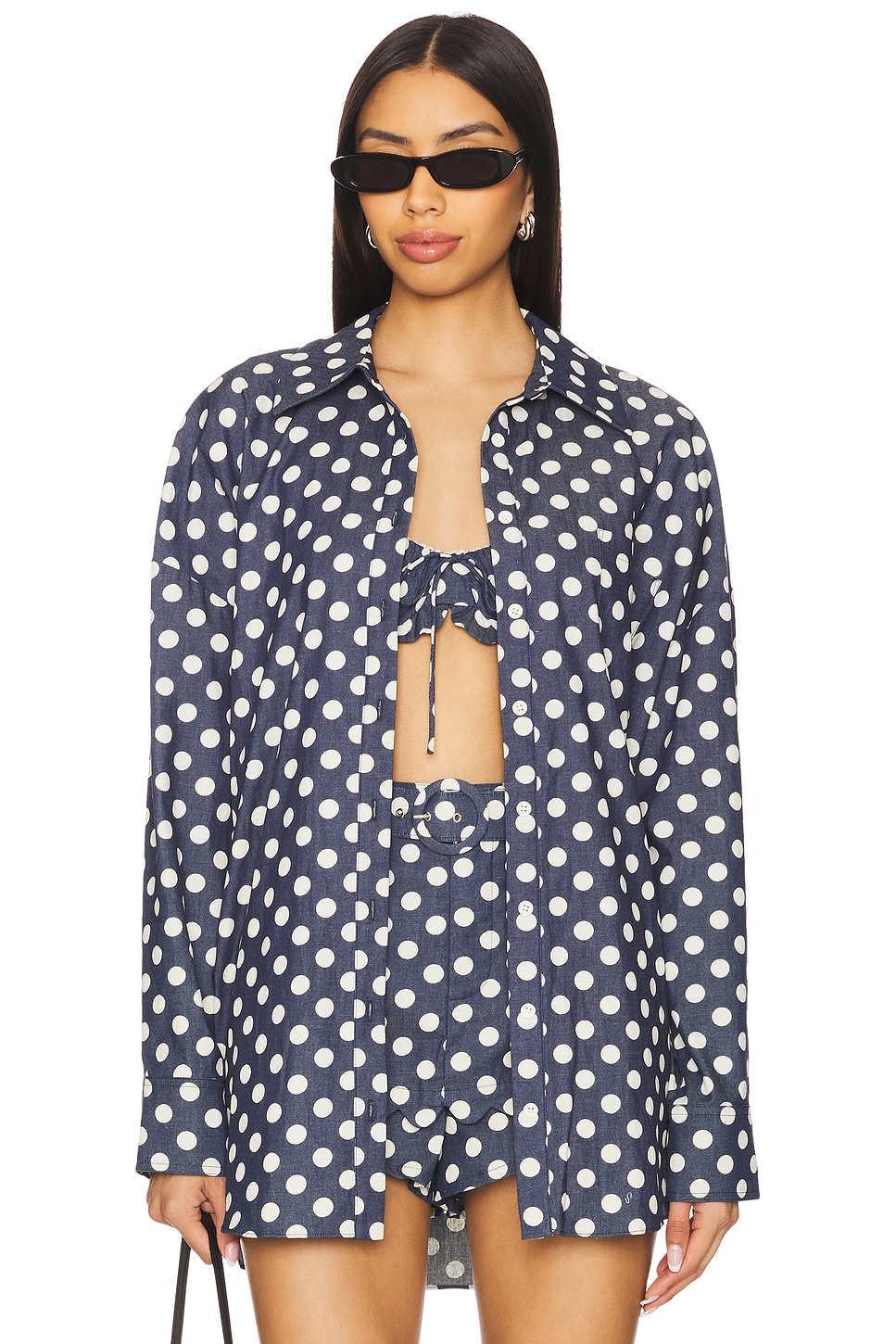 

Джинсовая рубашка с кнопками и горошком For Love & Lemons, indigo