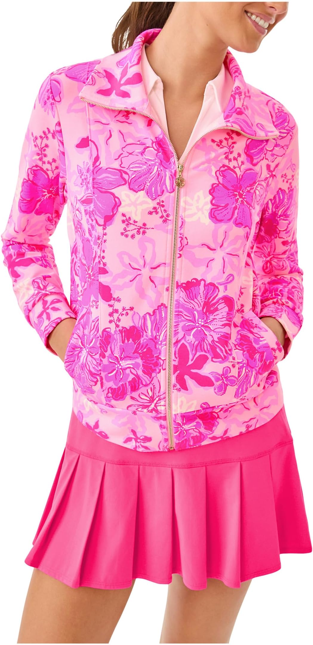 

Женская кофта Eleni Zip-Up Upf 50+ Lilly Pulitzer, Parigi Pink Supporting Squad