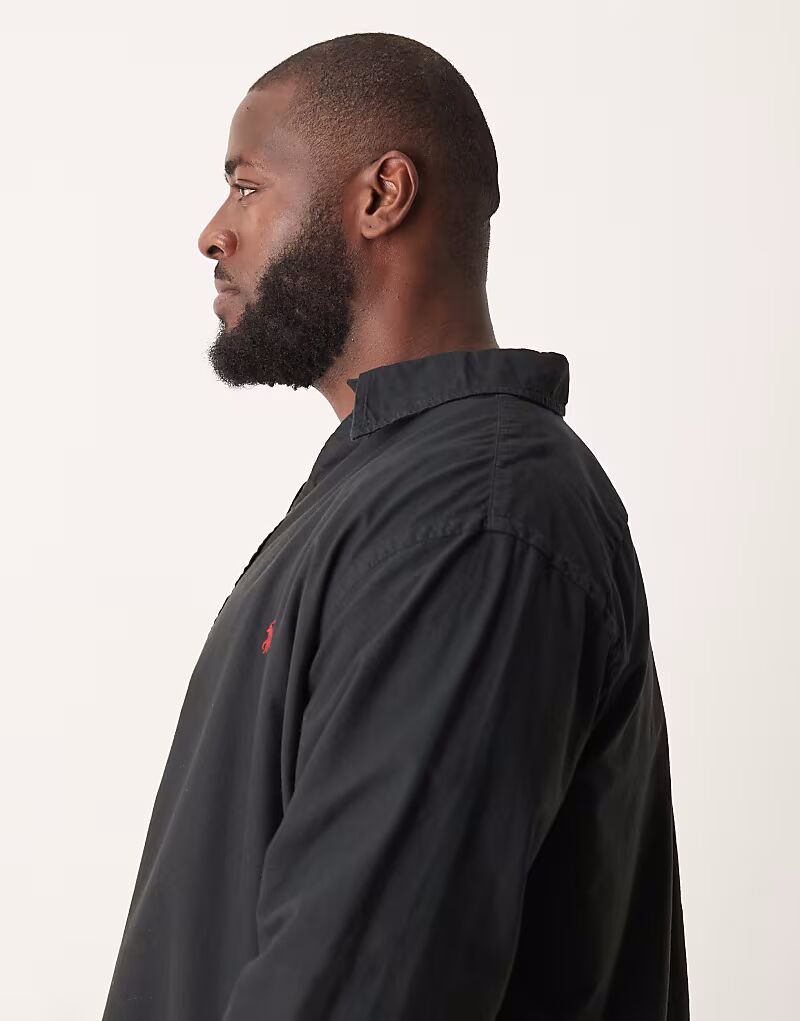 Рубашка оксфорд с логотипом Big & Tall черного цвета Polo Ralph Lauren — фото 4