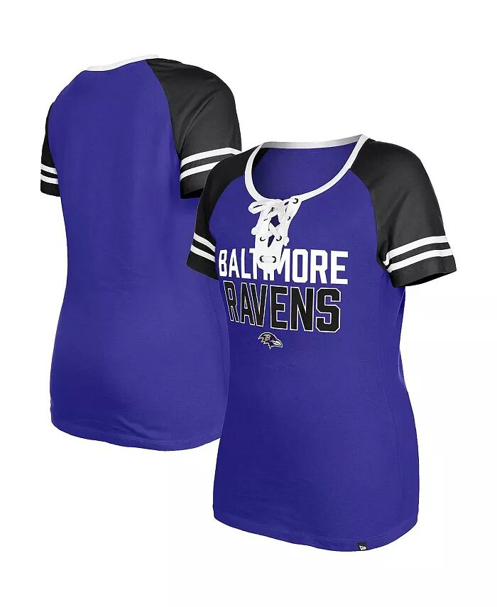 

Женская фиолетовая футболка Baltimore Ravens Raglan Lace-Up New Era