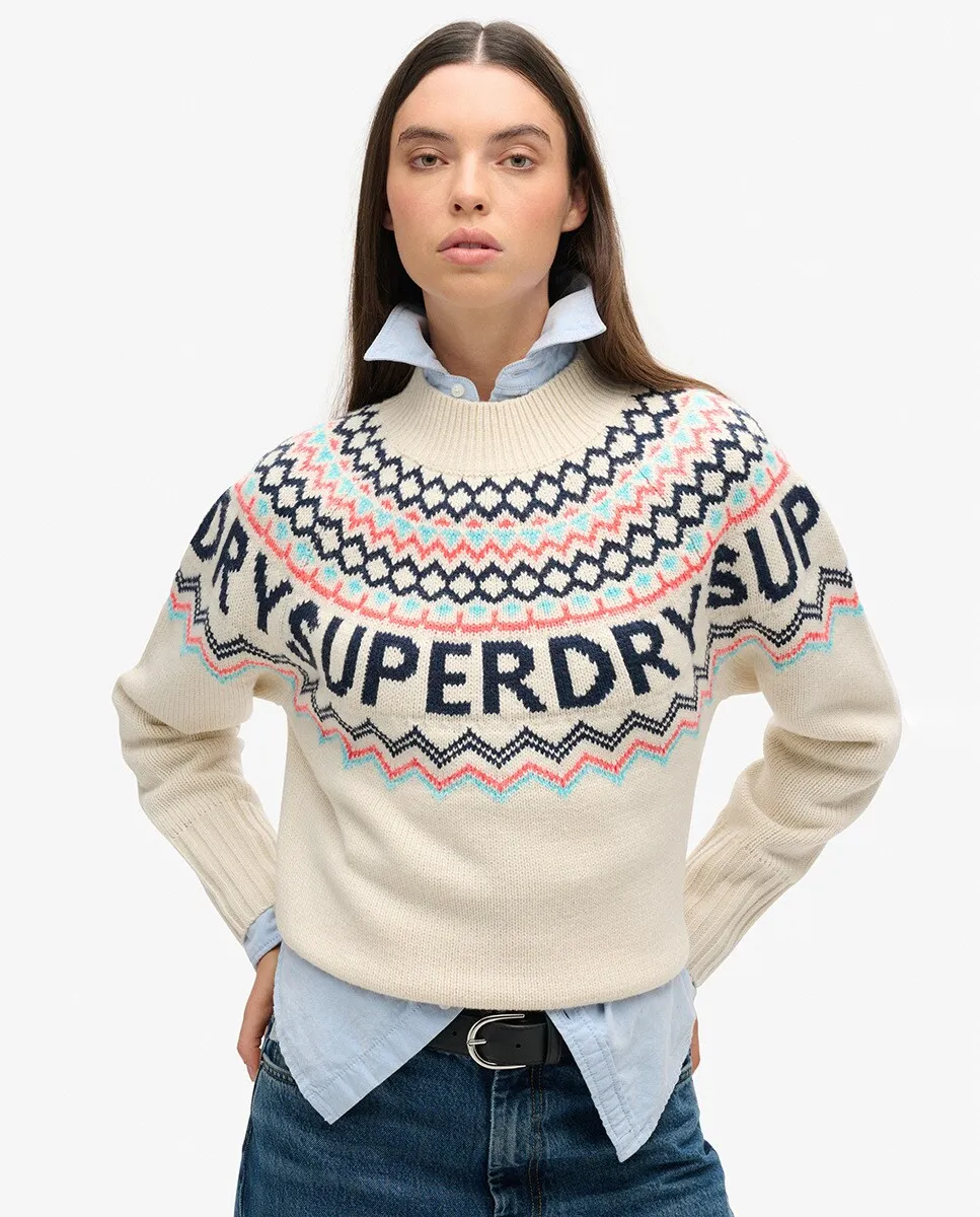

Женский свитер с брендом Fairisle Superdry, цвет Crudo