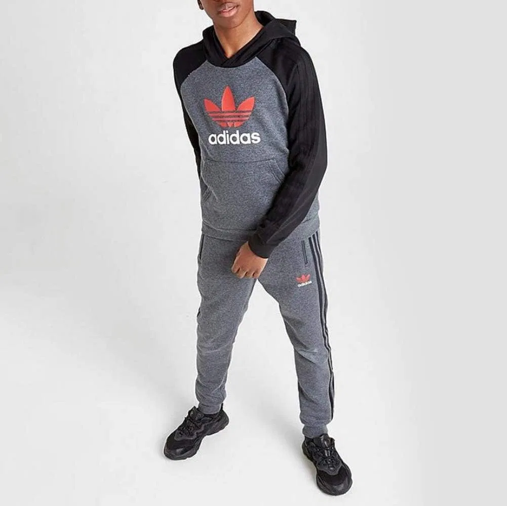 Толстовка Adidas Originals Originals Trefoil, Dark Grey Heather/Black/Lush Red — фото 3