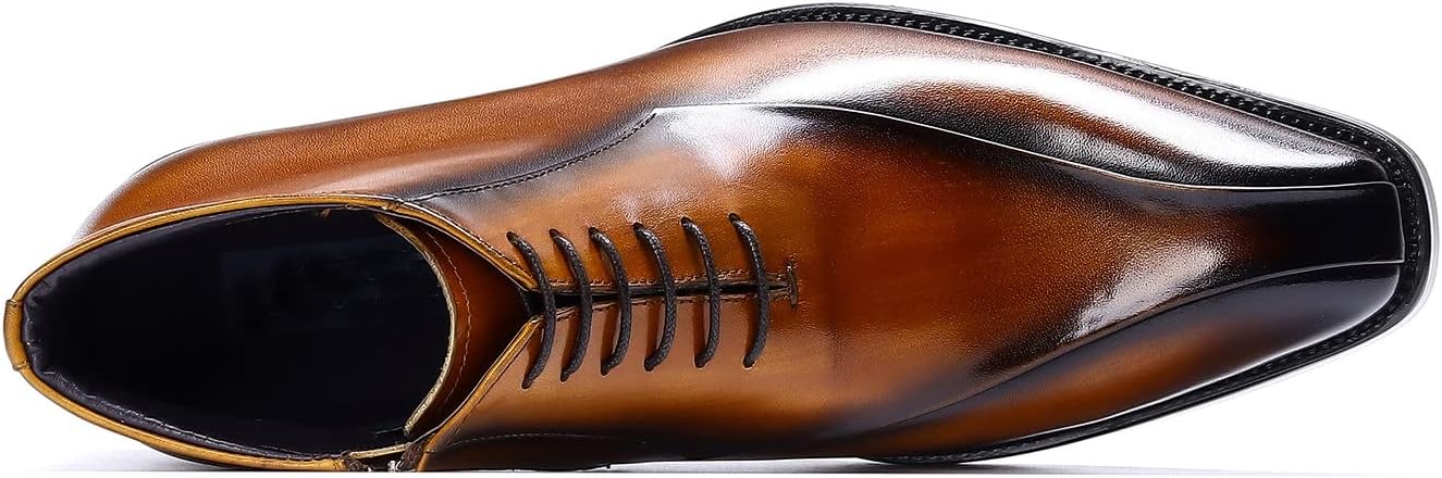 Мужские ботинки Santimon Oxfords, формальные, из натуральной кожи, с гладким носком, на щиколотке, мужская мода, деловой стиль, повседневная одежда, на свадьбу, выпускной, под смокинг, комфортные западные ботинки на шнуровке, коричневый — фото 3