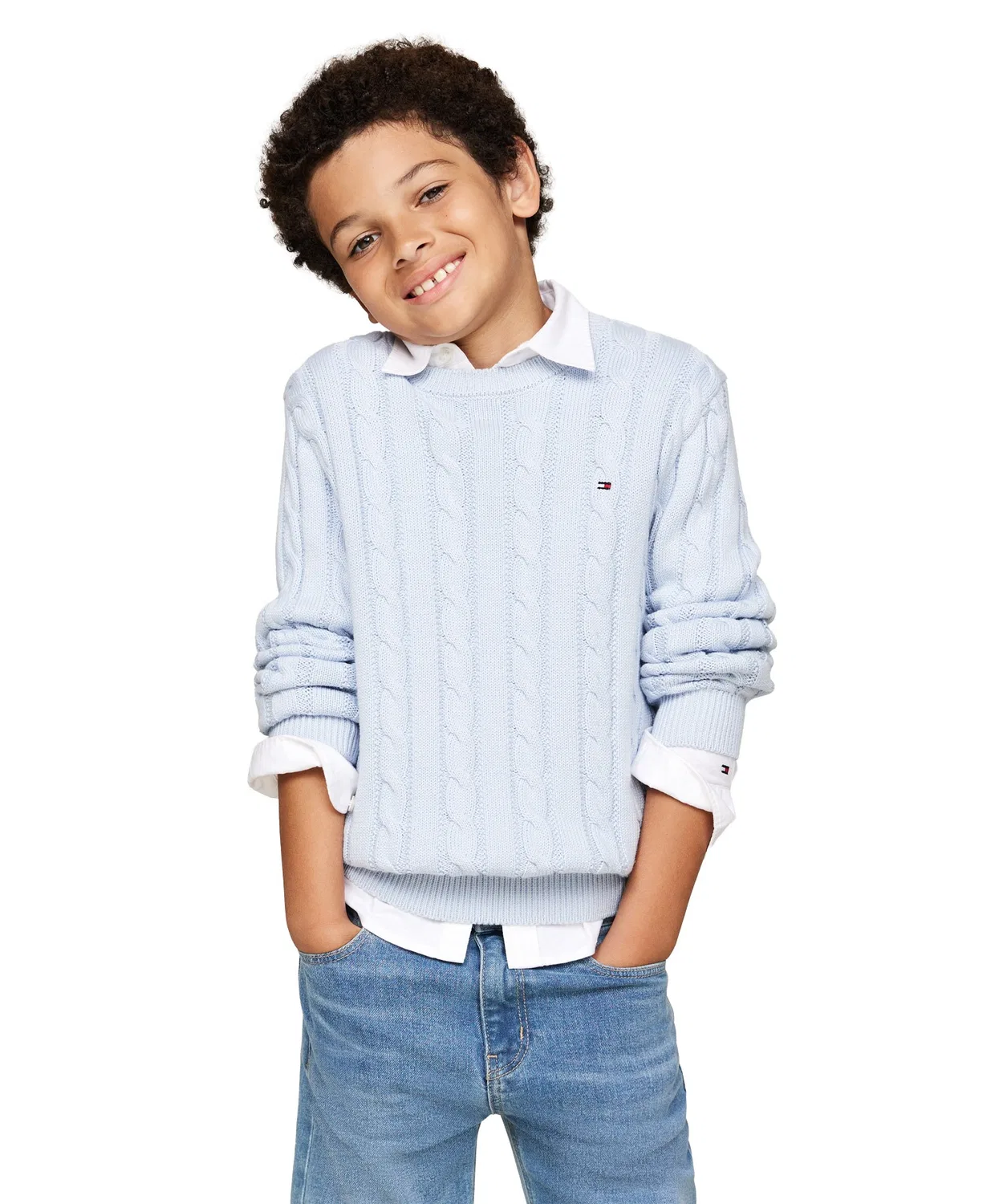 Свитер детский с косами Tommy Hilfiger, синий