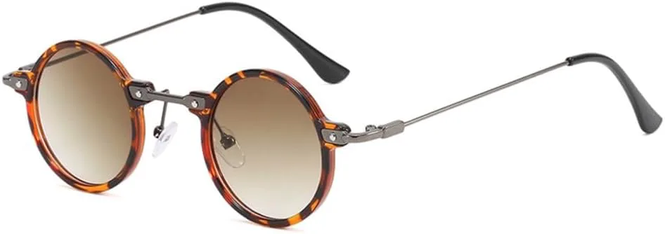 

Винтажные солнцезащитные очки в маленькой оправе, стильные для мужчин и женщин, в стиле хип-хоп, с зелеными и желтыми линзами MTZJH, Leopard Gradient Tea