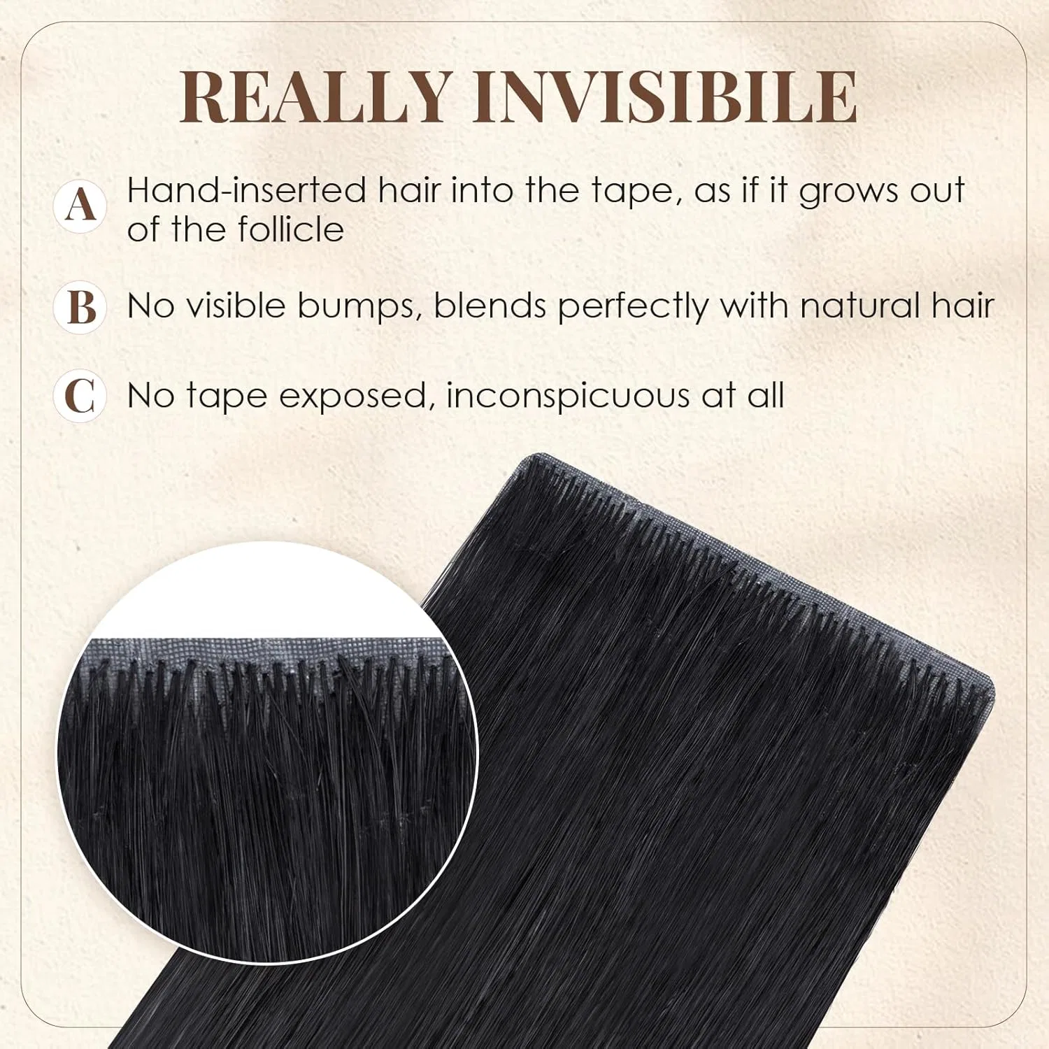 Накладные пряди Elailite Tape Extensions из натуральных волос, черные, 40 см Elailite, #1 Black — фото 2