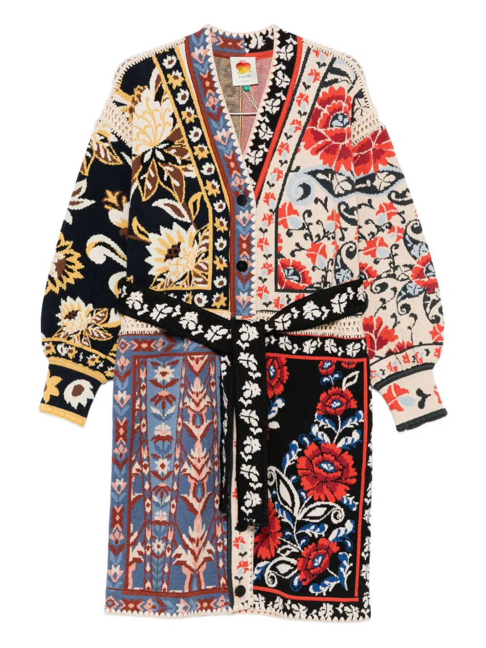

Кардиган-пальто с цветочным патчворком FARM Rio, красный