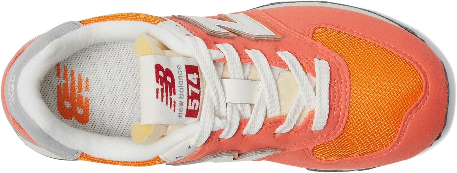 Кроссовки New Balance Kids' 574 V1 на шнуровке, белый/красный — фото 2
