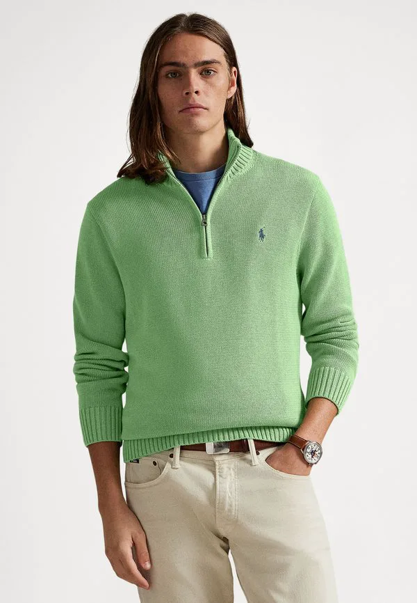 Хлопковый свитер с воротником-стойкой на молнии. Polo Ralph Lauren, Outback Green