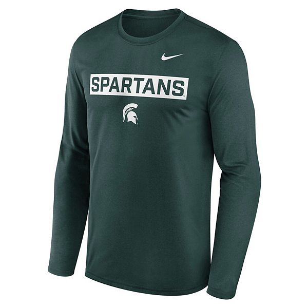 Мужская зеленая футболка michigan state spartans primetime campus 2-hit legend с длинным рукавом Nike — фото 3