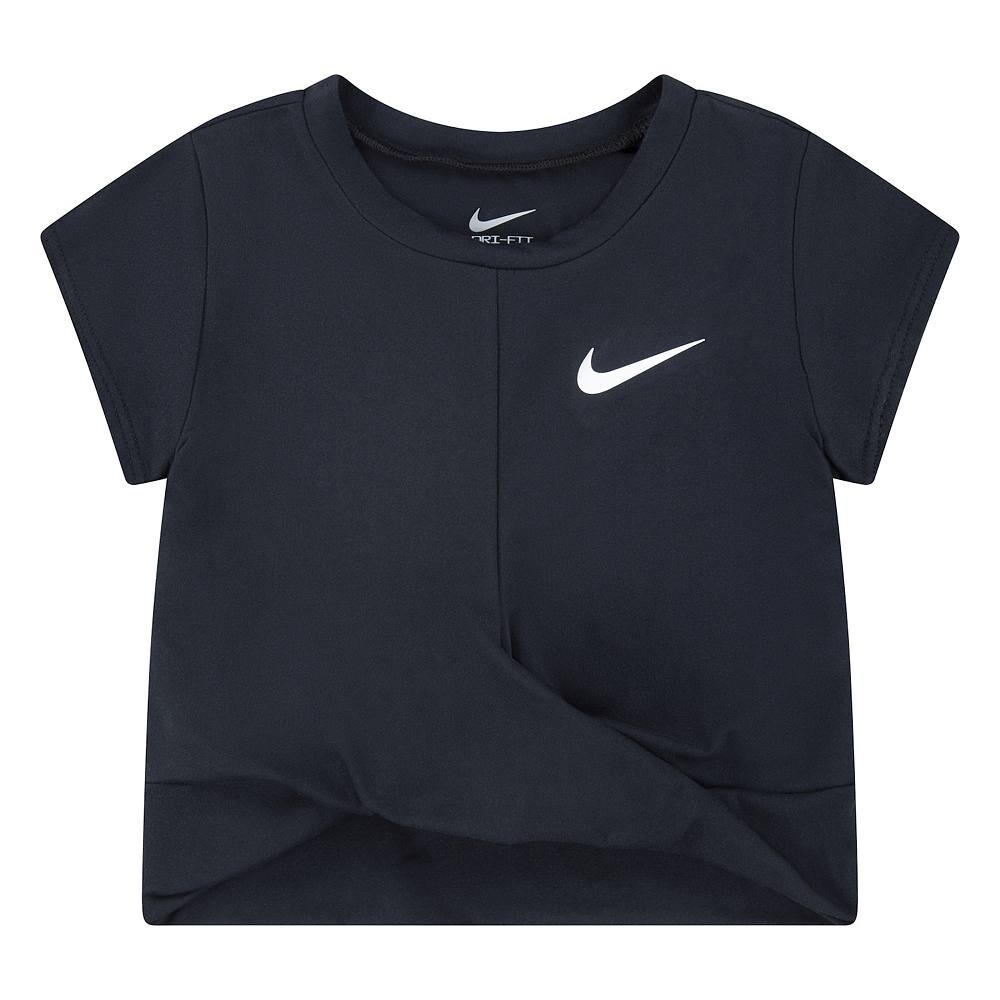 

Футболка Nike All Day Play с закругленным краем для девочек для малышей Dri-FIT, черный