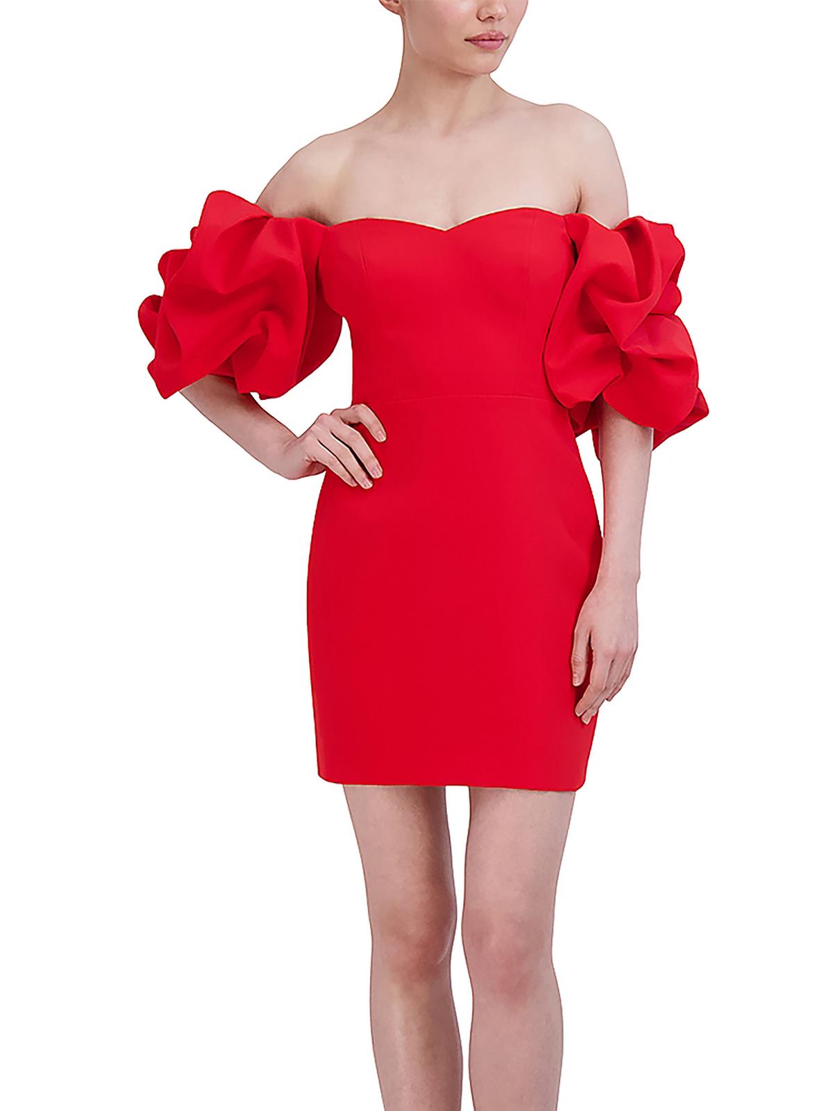 

Женское коктейльное и вечернее мини-платье с открытыми плечами BCBGMAXAZRIA