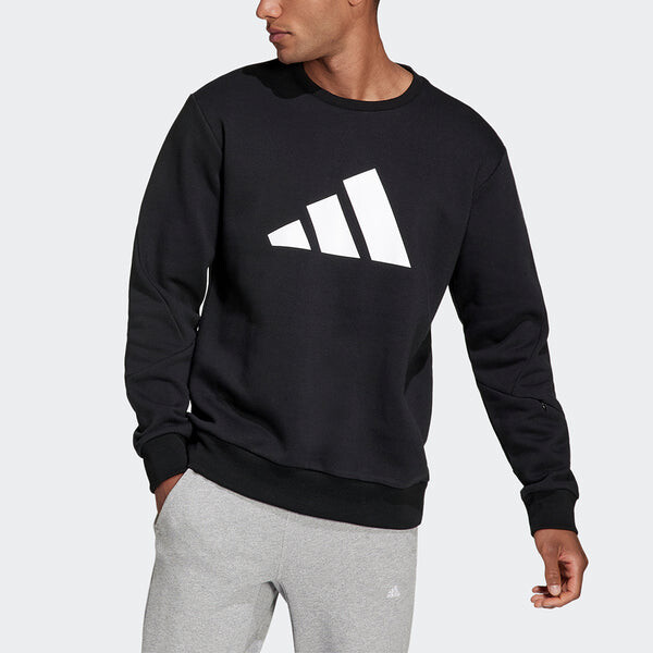 Толстовка Men's adidas Fi Wtr Crew Large Logo Printing Sports Round Neck Pullover Black, черный — фото 2