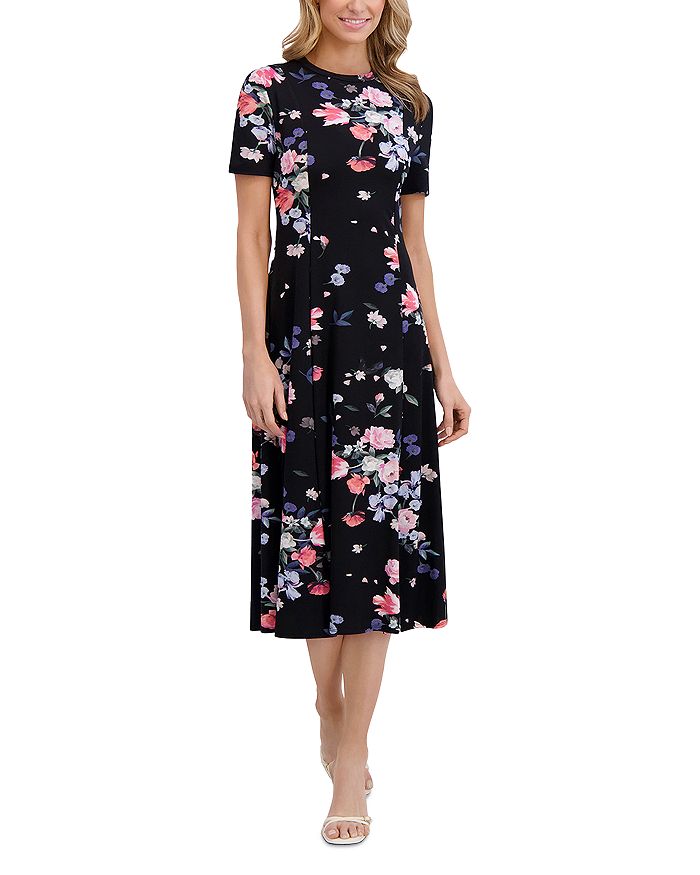 

Цветастое платье миди из джерси Ted Baker, черный
