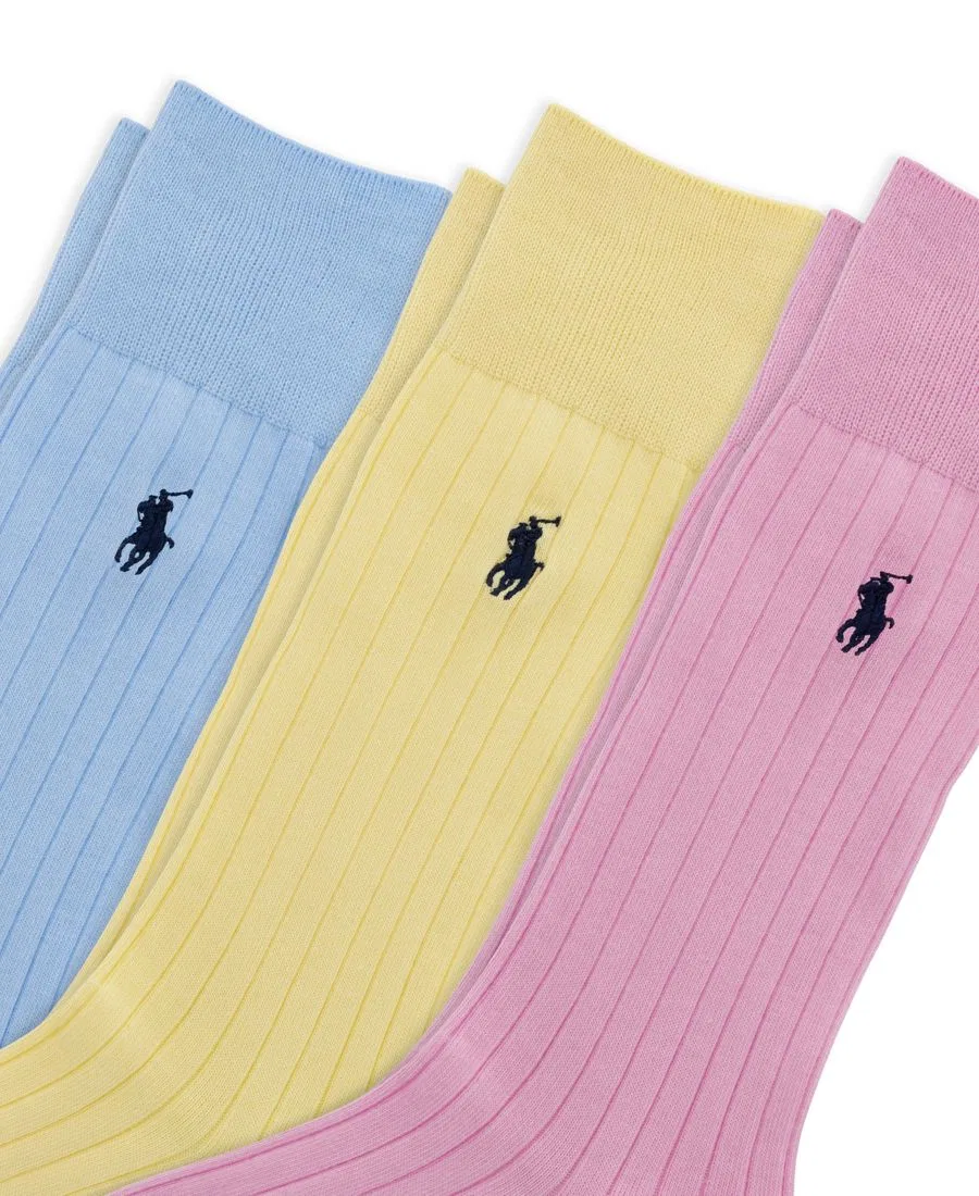 Мужские носки из египетского хлопка Polo Ralph Lauren, Blue/Yellow/Pink — фото 2