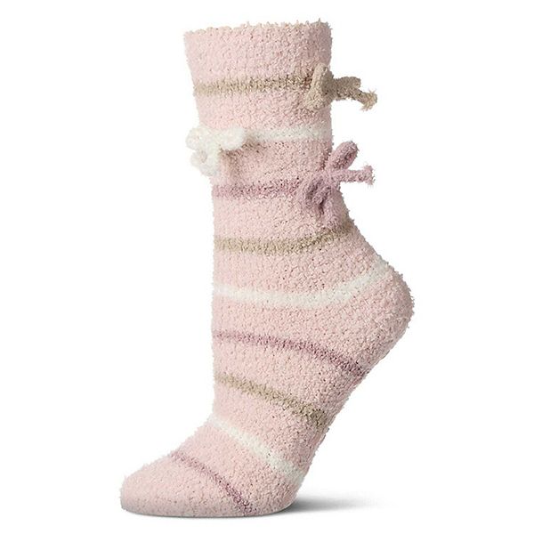

Женские носки с тройным бантом, пушистые, нескользящие, уютные Memoi, Rose