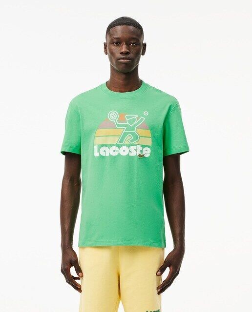 

Футболка с эффектом стирки и теннисным принтом Lacoste, зеленый