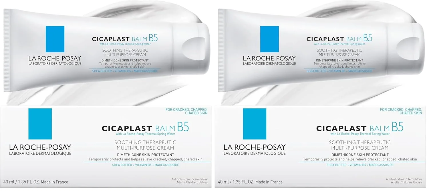 La Roche-Posay Cicaplast Balm B5, лечебная мазь и успокаивающий многофункциональный терапевтический крем для сухой и раздраженной кожи, бальзам для тела и рук, безопасен для детей, без отдушек. 39,9 мл (2 шт.)