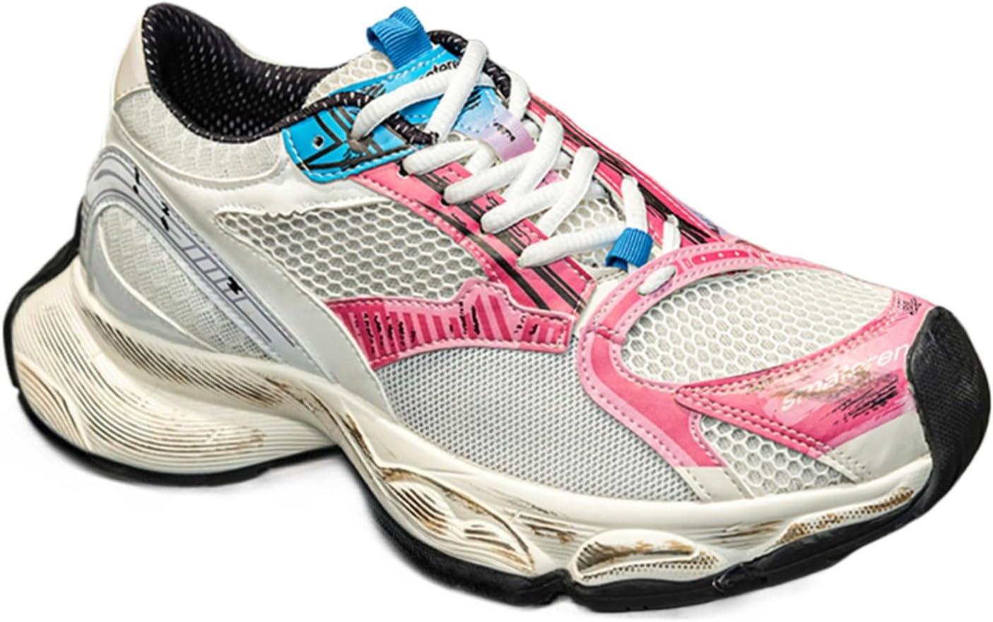 

Мужские модные кроссовки из дышащей сетки с массивной подошвой, удобной и противоскользящей, повседневные обувь Torre для бега, ходьбы и спорта Qklmwes, розовый