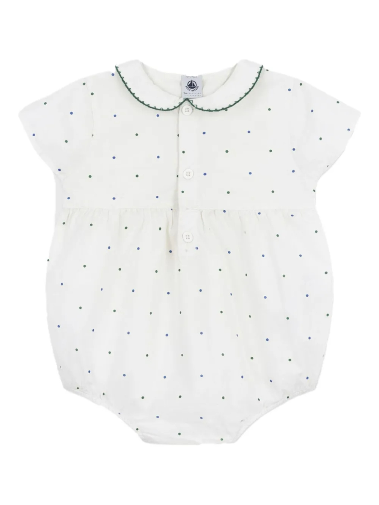 

Комбинезон Petit Bateau в горошек с воротником «Питер Пэн», белый