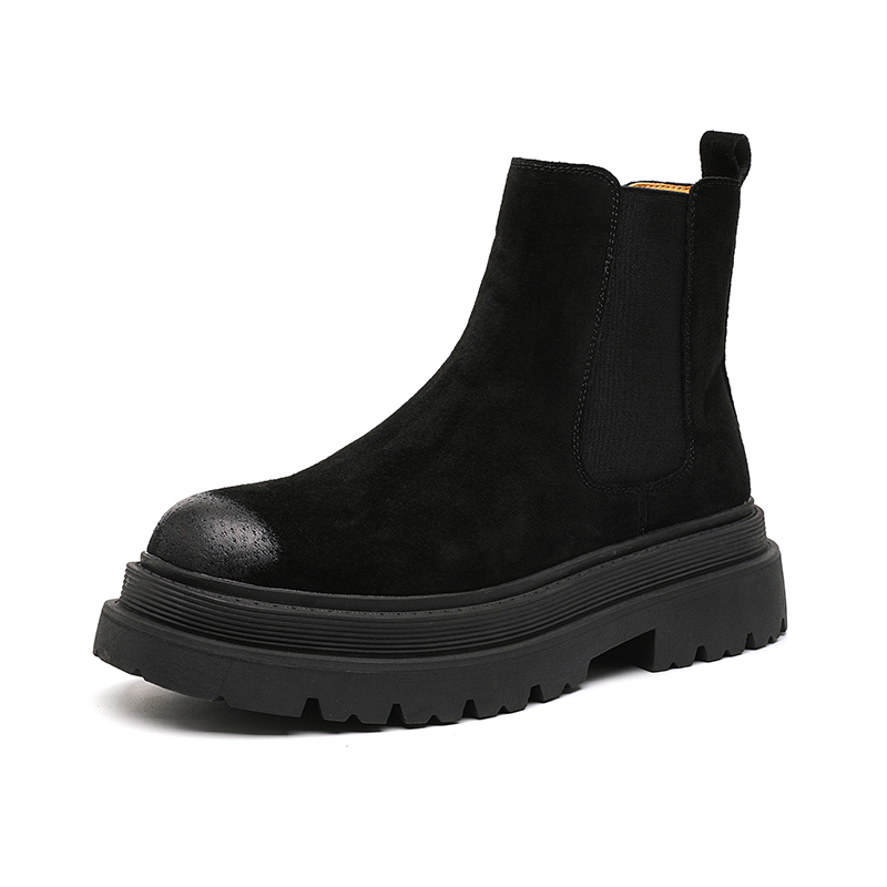 

FAPAI Мужские короткие челси ботинки черные [с флисовой подкладкой], цвет Black Fleece-Lined