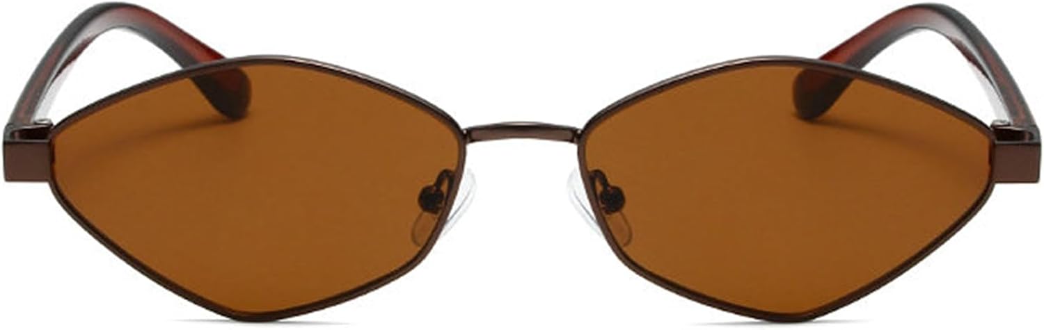 

Солнцезащитные очки Helena Retro Small Polygon Punk для женщин и мужчин, винтажные металлические, узкие, неправильной формы, модные, с защитой от УФ-излучения UV400, C2