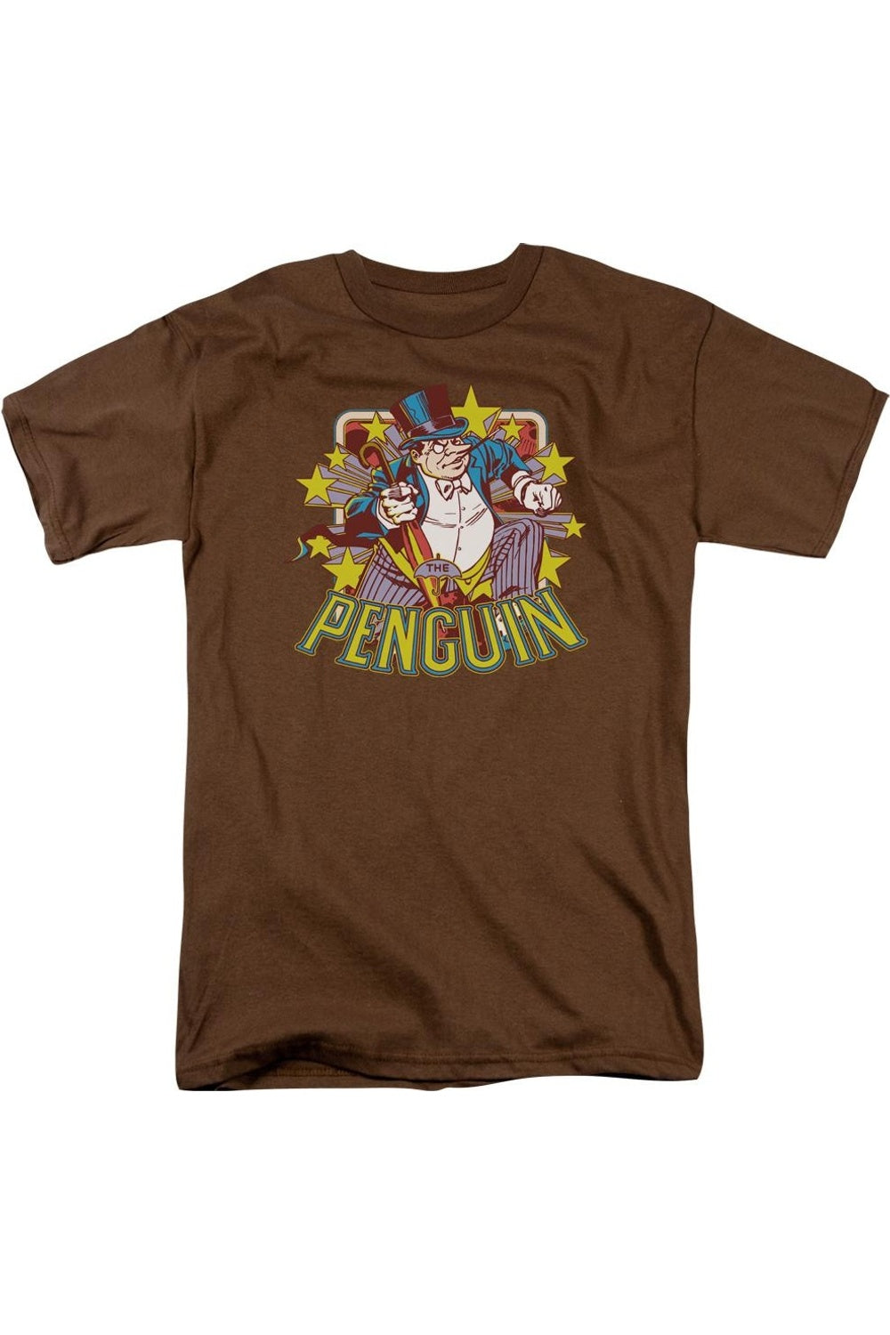 

Футболка с коротким рукавом для взрослых DC Comics Penguin Stars Gildan, цвет coffee