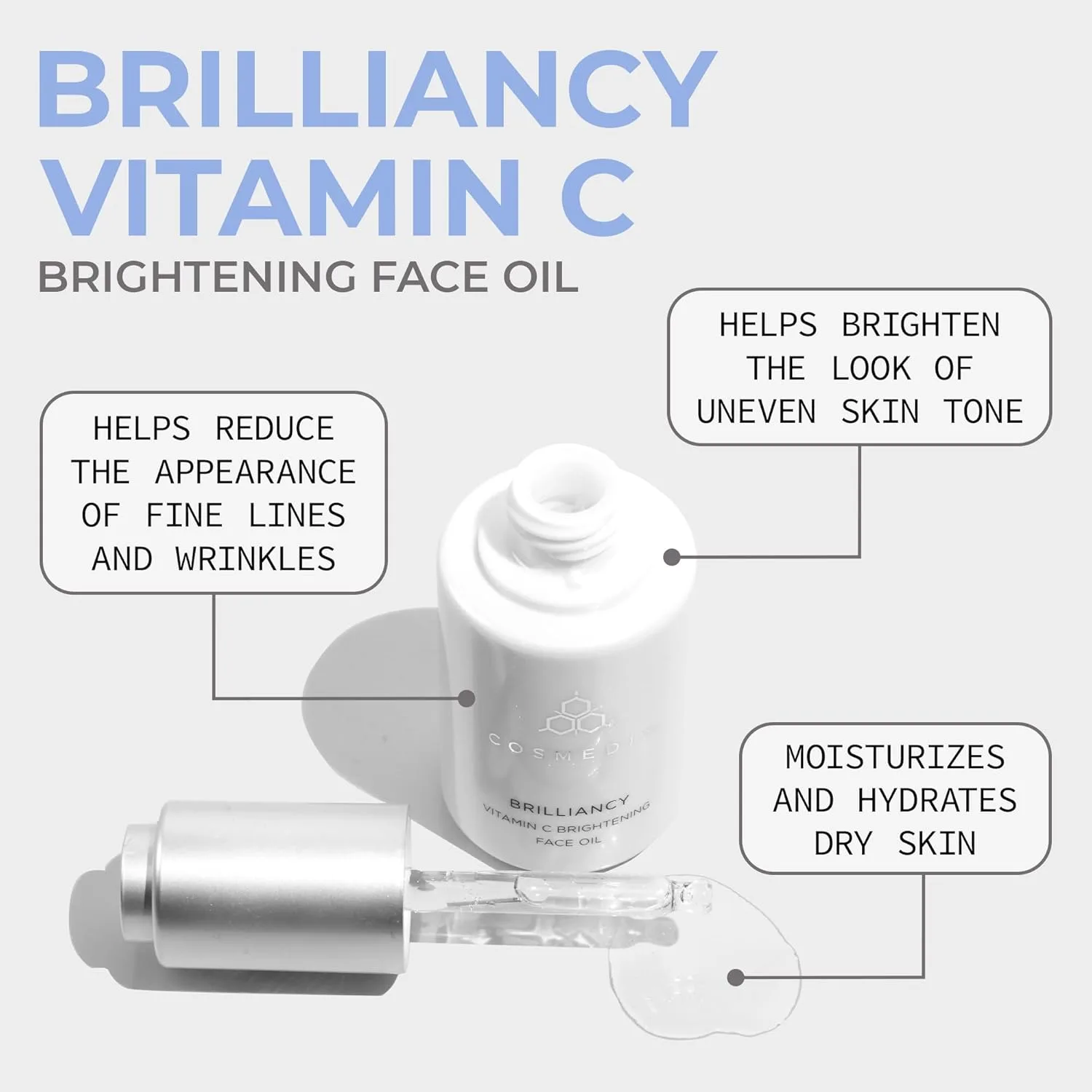 COSMEDIX Brilliancy Vitamin C Brightening Face Oil для женщин и мужчин - увлажняющее масло для лица против темных пятен и неровного тона кожи — фото 2