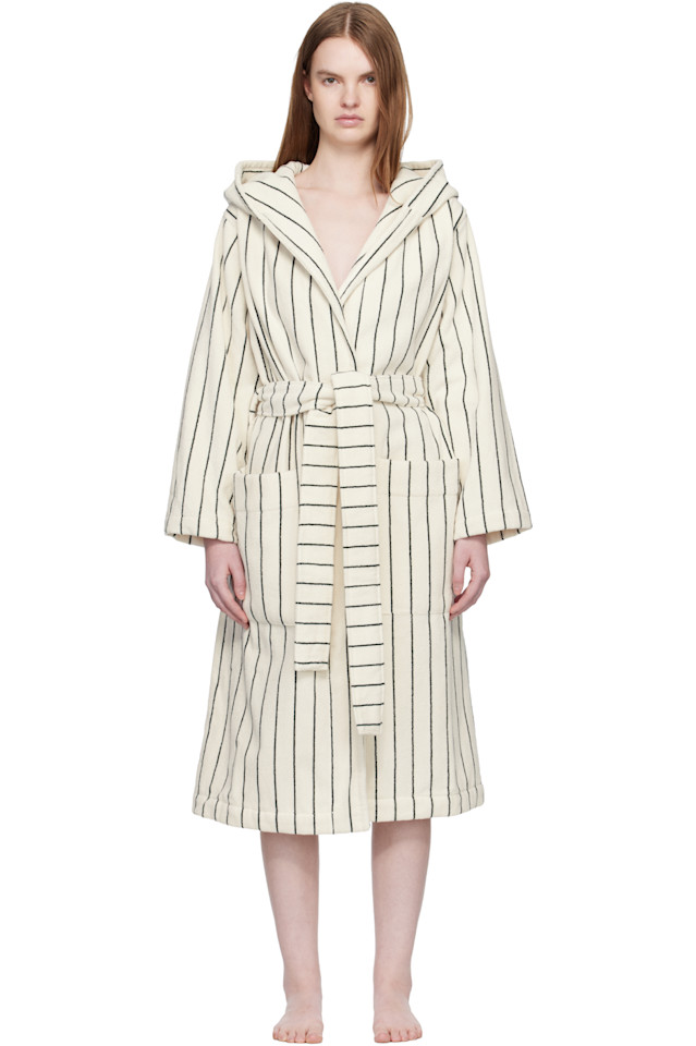 

Tekla Белый и зеленый махровый халат с капюшоном