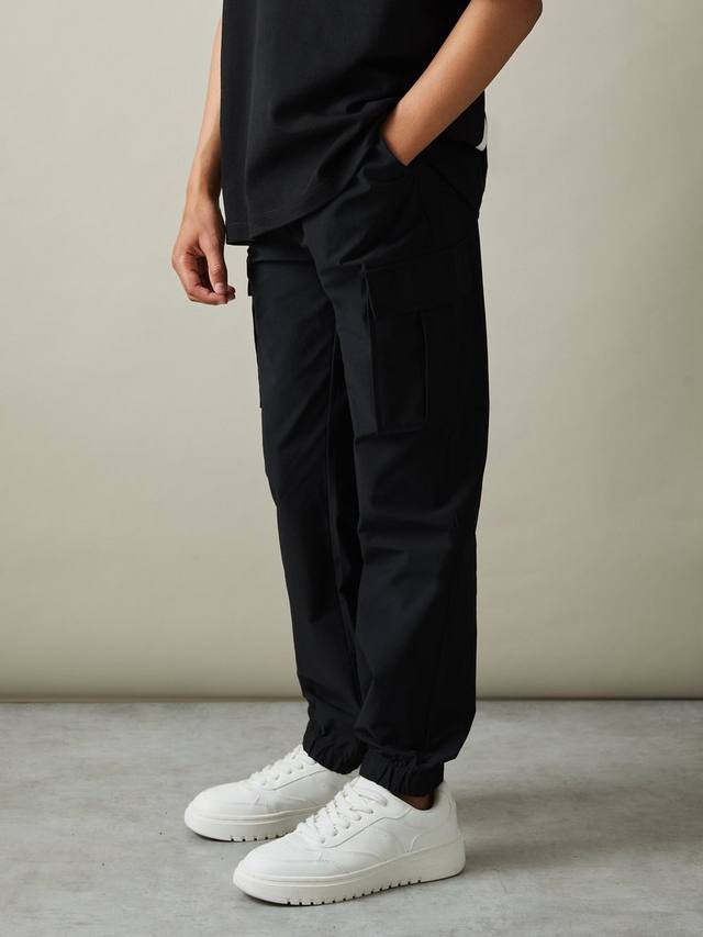 Детские спортивные брюки Lucian с карманами-карго Reiss, Black — фото 3