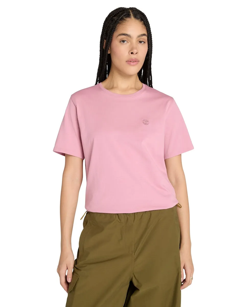 

Женская футболка с короткими рукавами и вышитым логотипом Timberland, розовый