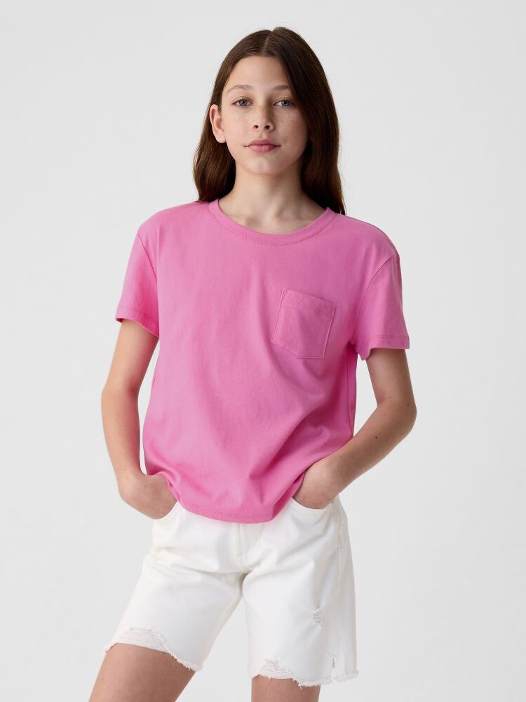

Детская хлопковая футболка Gap, розовый
