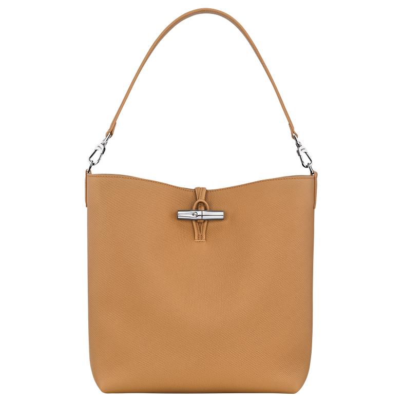 

LONGCHAMP Кожаная сумка-хобо Le Roseau для женщин в цвете грецкий орех