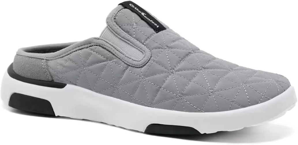 

Мужские ортопедические слипоны OrthoComfoot с поддержкой свода стопы: удобная ортопедическая обувь при подошвенном фасците, повседневные балетки для облегчения боли в стопах и пятках, серый