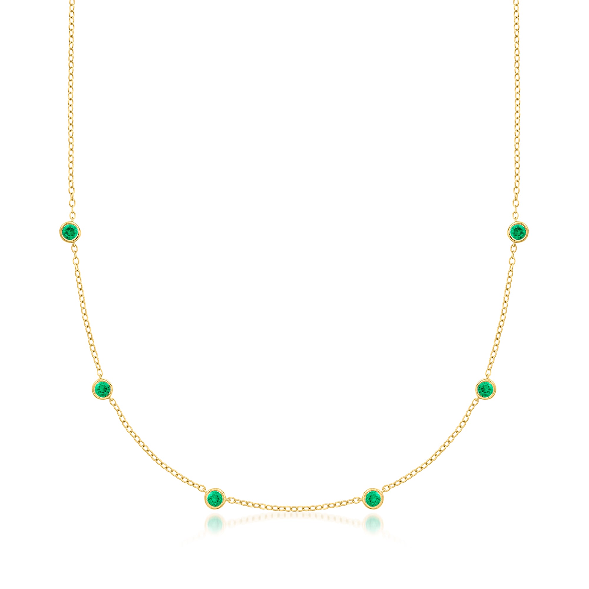 

Ожерелье RS Pure by Ross-Simons с выращенными в лаборатории изумрудами в оправе из 18-каратного золота поверх стерлингового серебра Rs Pure, 16 In