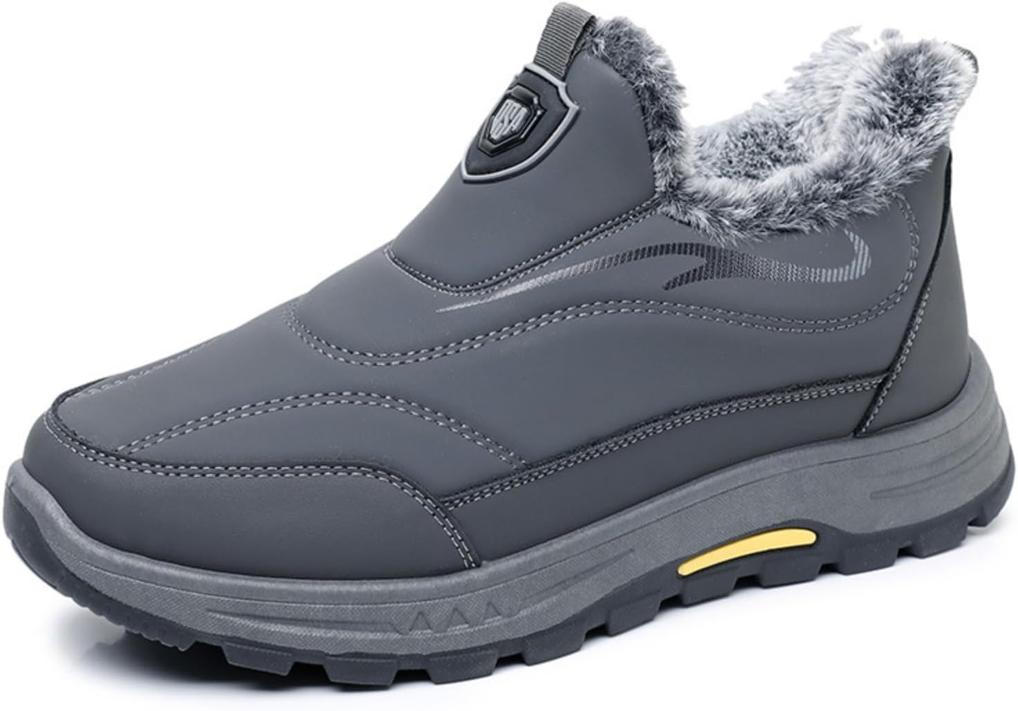 

Мужские зимние слипоны Azttoztto с плюшевой подкладкой, удобные повседневные обувь с противоскользящей подошвой, мягкие снегоступы для дома и улицы для холодной погоды, серый