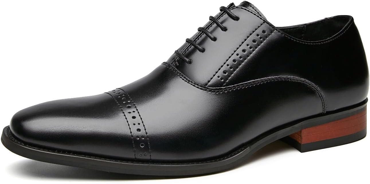 

Мужские оксфорды, модные формальные кожаные туфли на свадьбу с носком-колпачком, смокинг, повседневная обувь для мужчин Santimon, черный