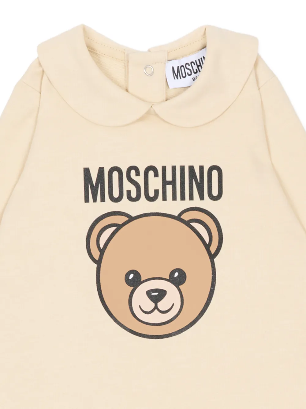 Пижама с воротником питер пэн и медвежонком Moschino Kids, бежевый — фото 3