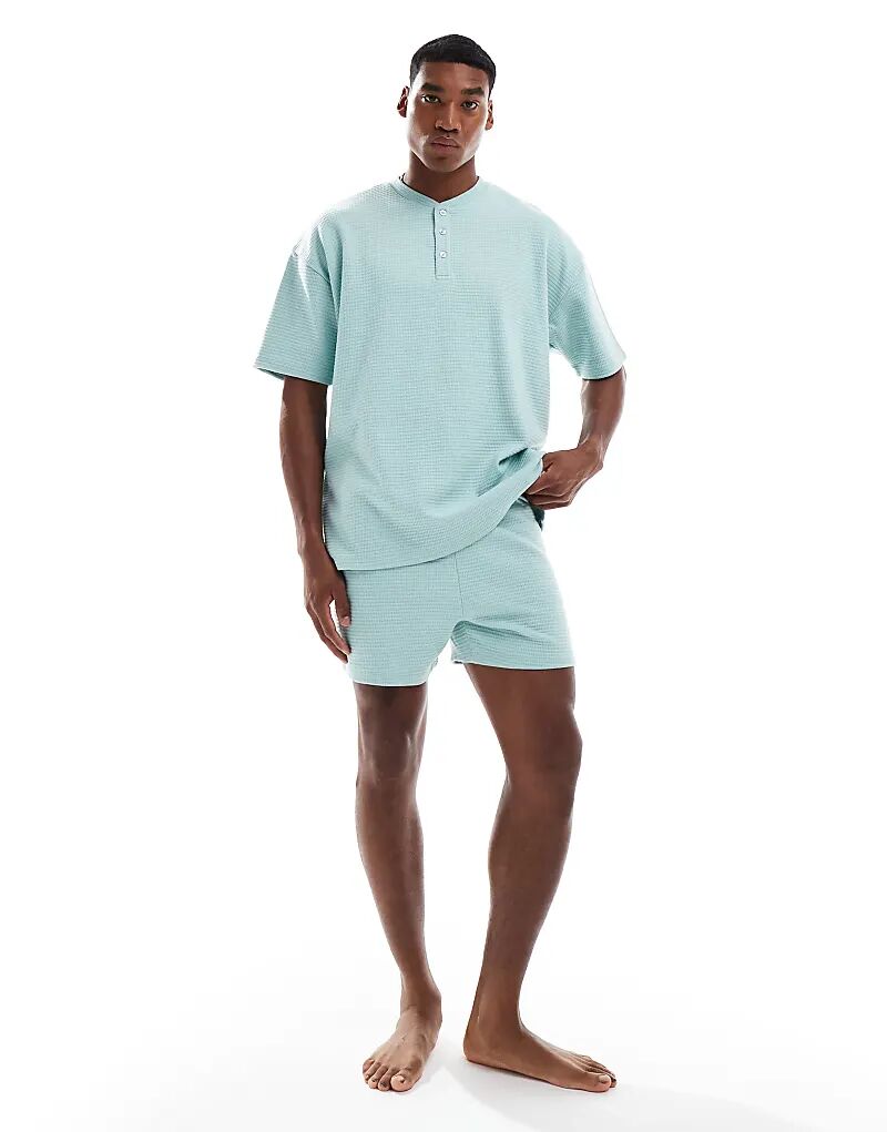 

Пижамный комплект ASOS DESIGN из синей вафли