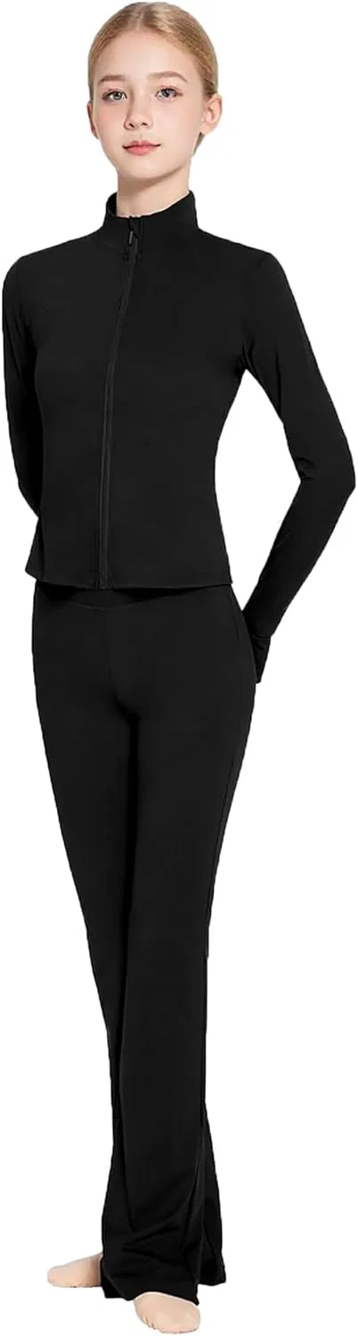 Детский спортивный костюм с курткой и брюками клеш, Lovdaswi, Black-sets