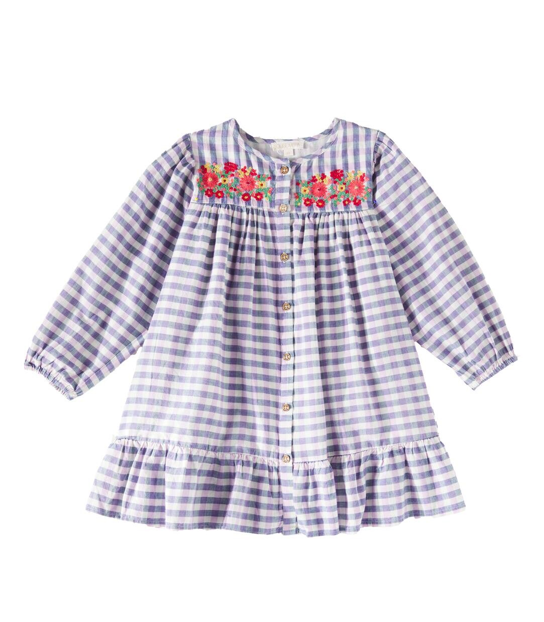 Платье из хлопка в клетку Massilia Louise Misha, цвет blue & purple checks