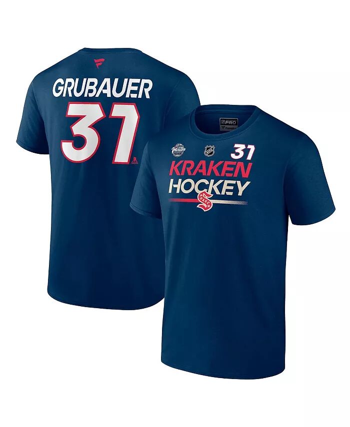 

Мужская футболка Philipp Grubauer Deep Sea Blue Seattle Kraken 2024 NHL Winter Classic Authentic Pro с именем и номером Fanatics