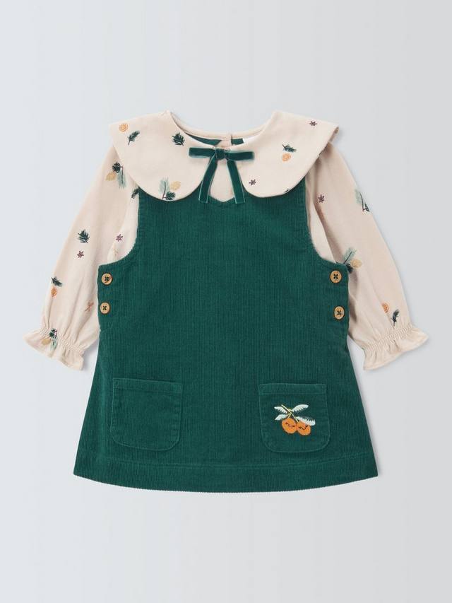 

Комплект из вельветового сарафана и блузки с длинными рукавами для малышей John Lewis, Green