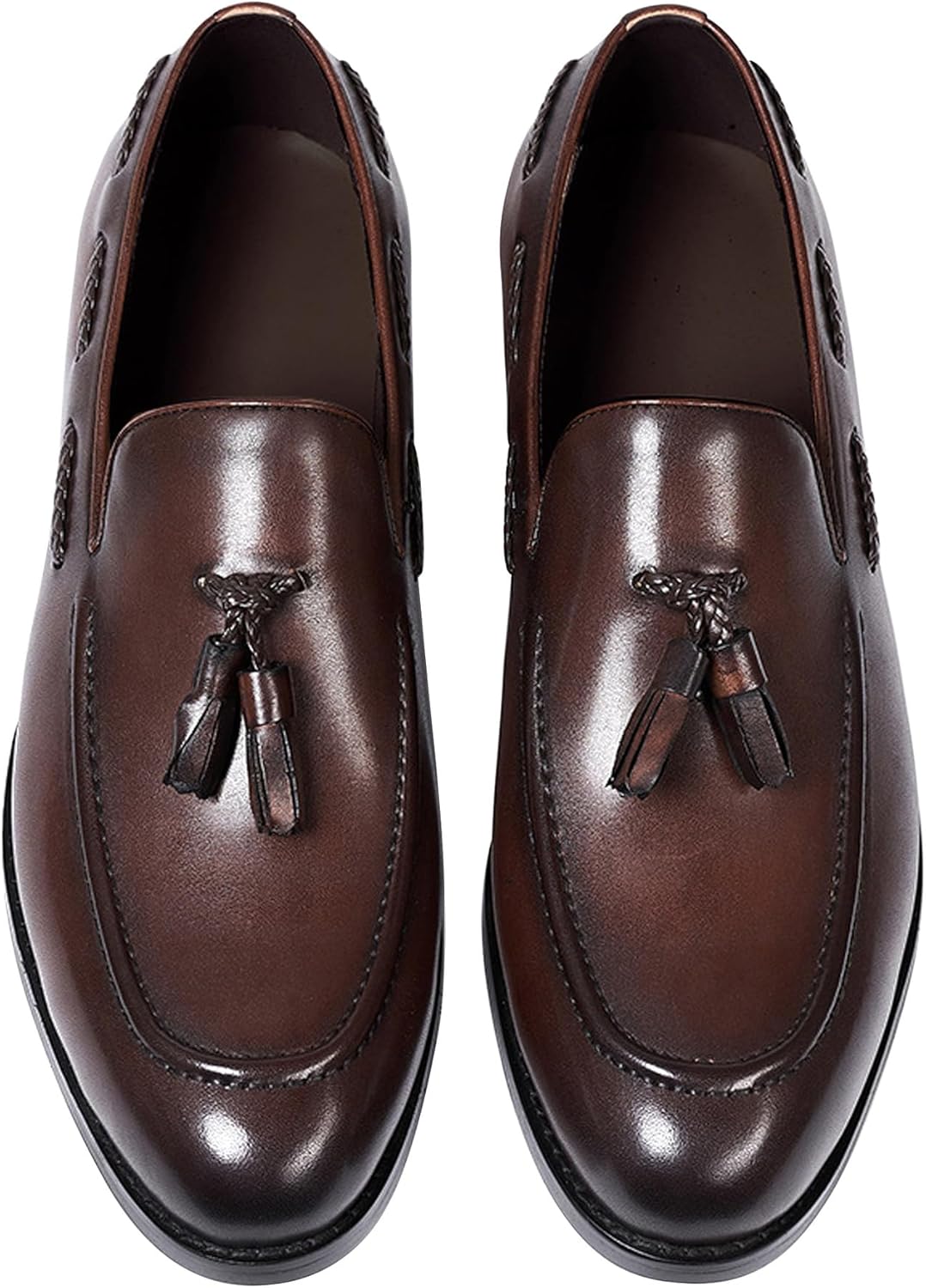 

Мужские лоферы Santimon Slip On с кисточками, формальные туфли из натуральной кожи с остроконечным носком, мокасины Business Casual, для выпускного, свадьбы, пенни-лоферы, удобные модные туфли к смокингу для мужчин, коричневый