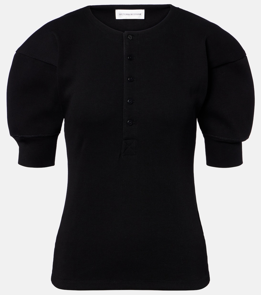 

Рубашка хенли из хлопковой смесовой ткани Victoria Beckham, черный